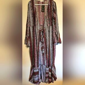 R Vivimos XL 16/18 Maxi Cover Up Kimono Style Dress